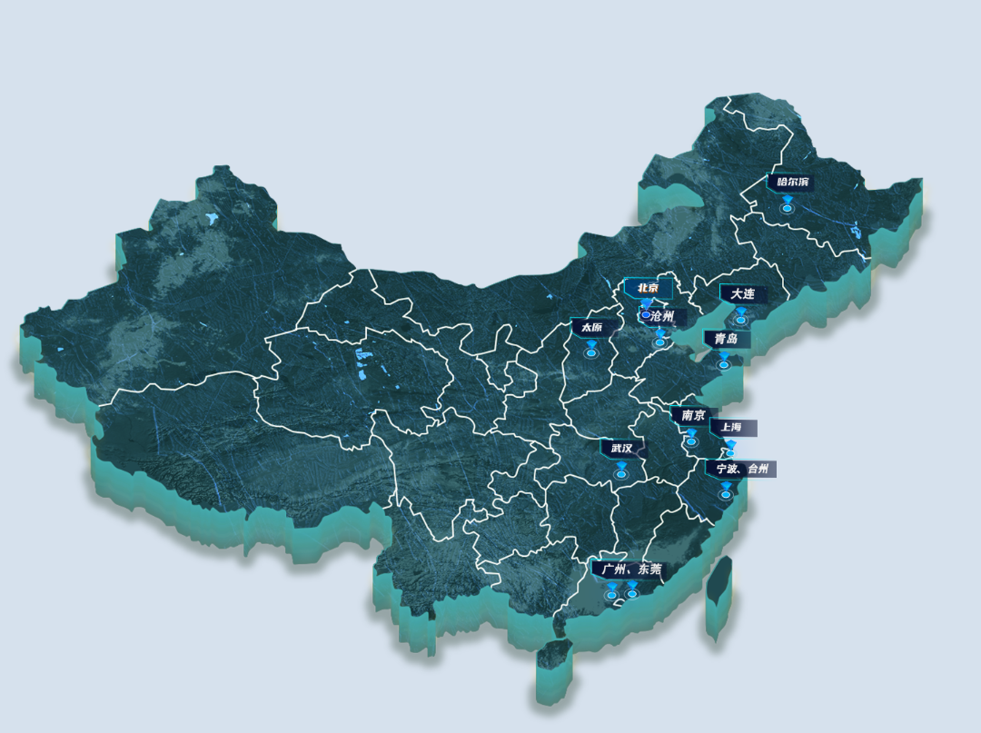 立体金色轮廓中国地图元素.png